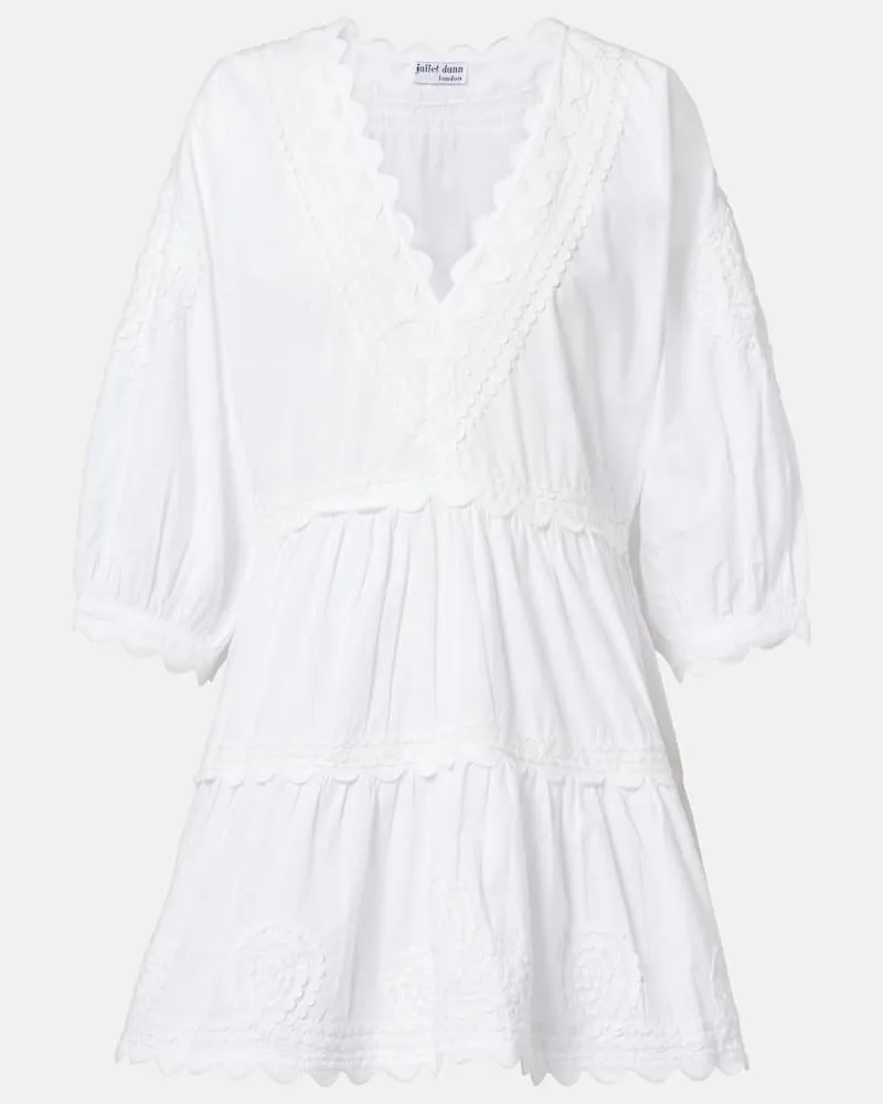 Juliet Dunn Besticktes Minikleid aus Baumwollpopeline Weiß