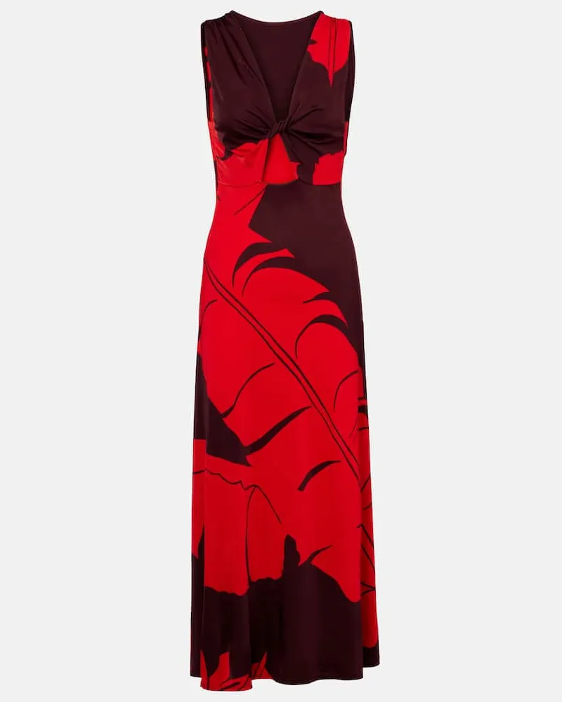 Johanna Ortiz Bedrucktes Maxikleid aus Jersey Rot