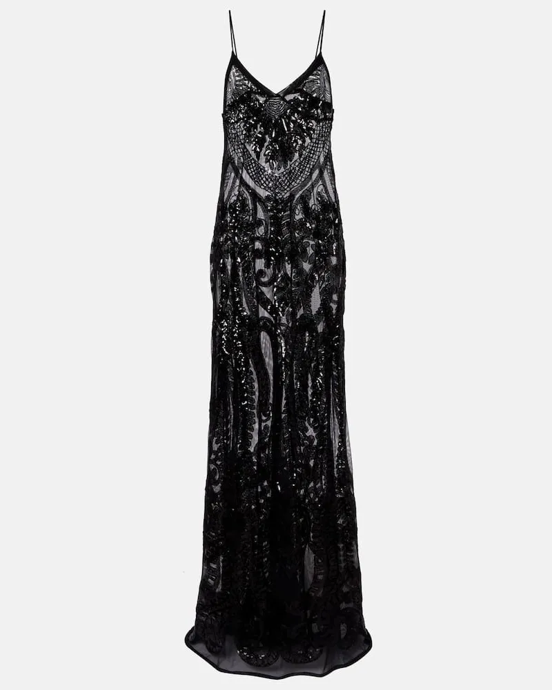 Norma Kamali Robe mit Pailletten Schwarz
