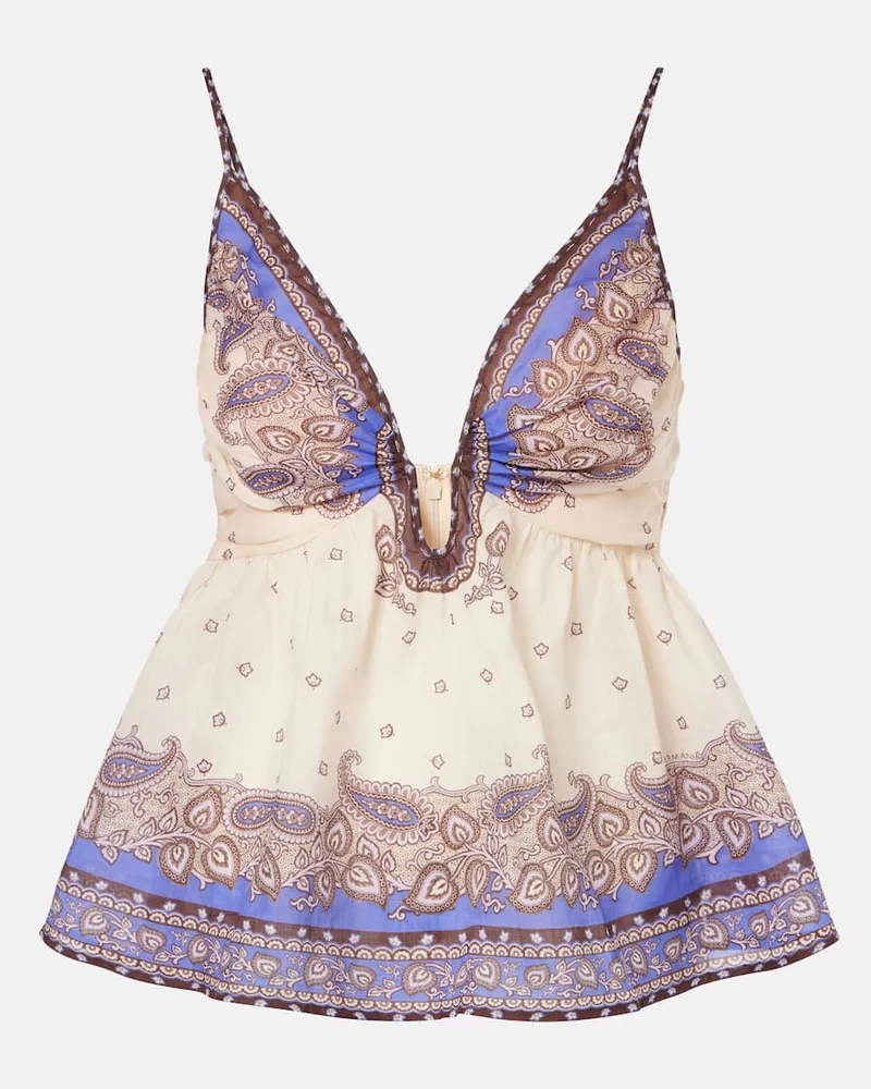 Zimmermann Top Maxine Plunge aus Ramie Violett