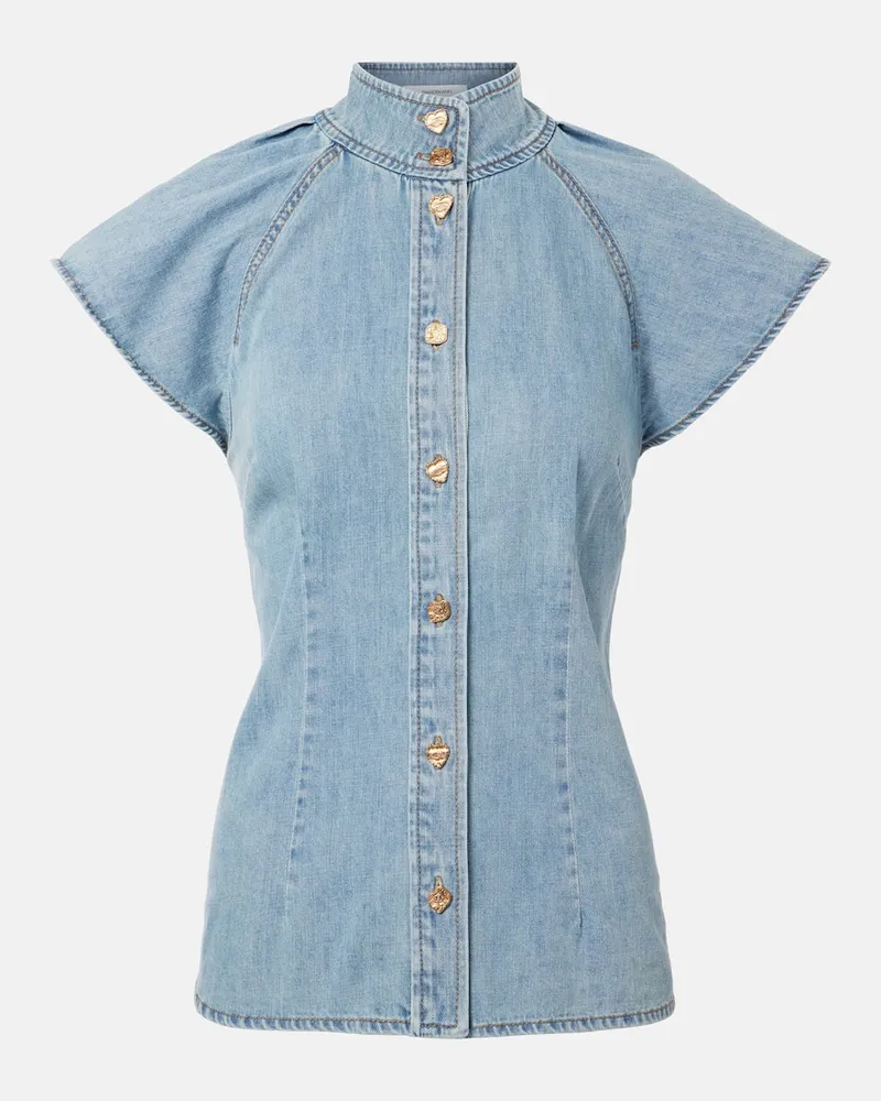 Zimmermann Jeanshemd Crush Flutter Sleeve Blau