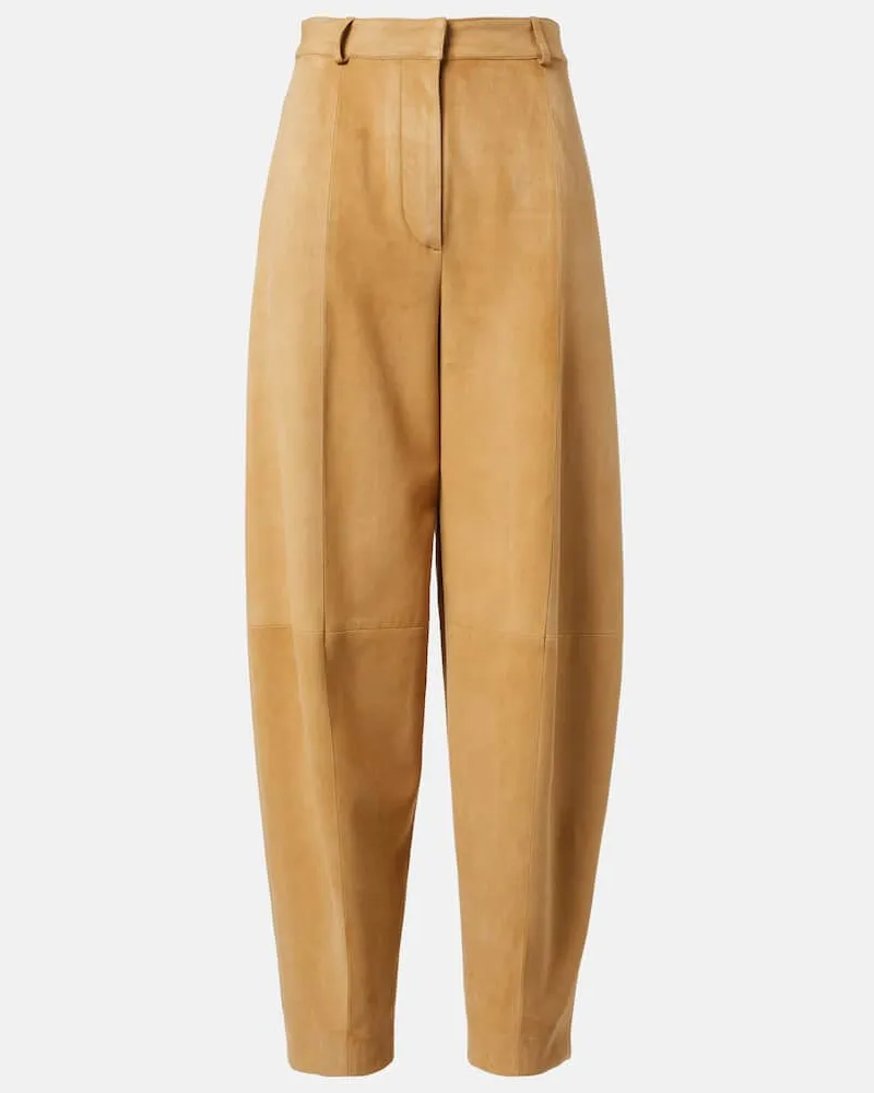 Loro Piana High-Rise-Hose aus Veloursleder Braun