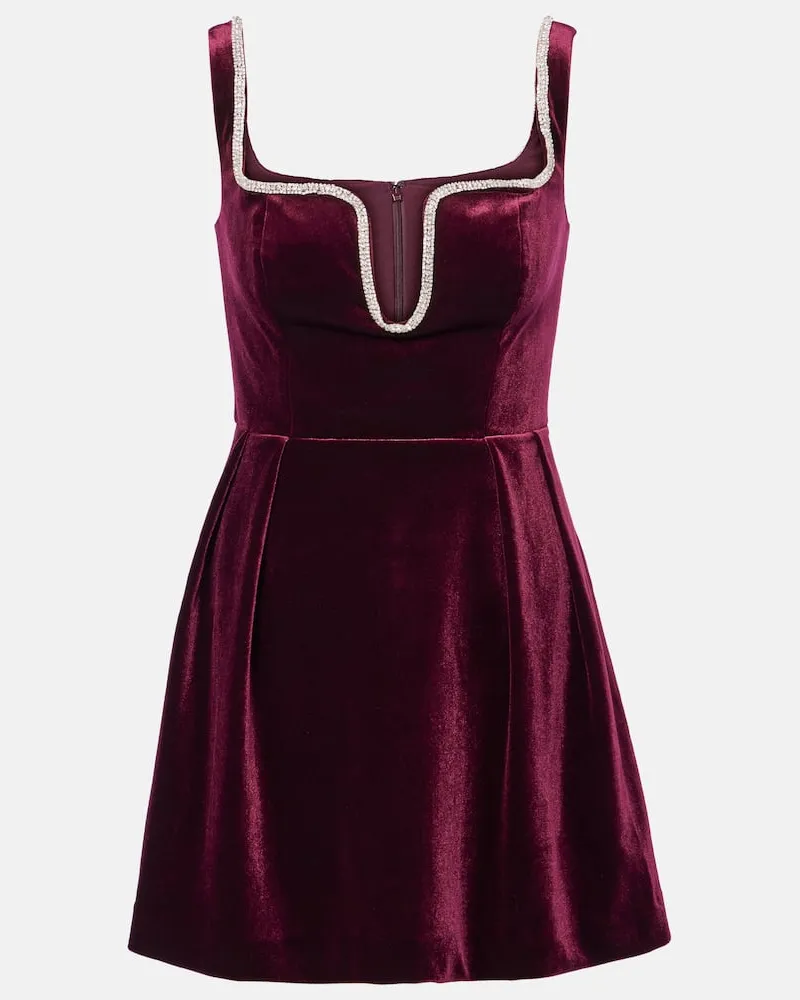 Self-Portrait Minikleid aus Samt Rot