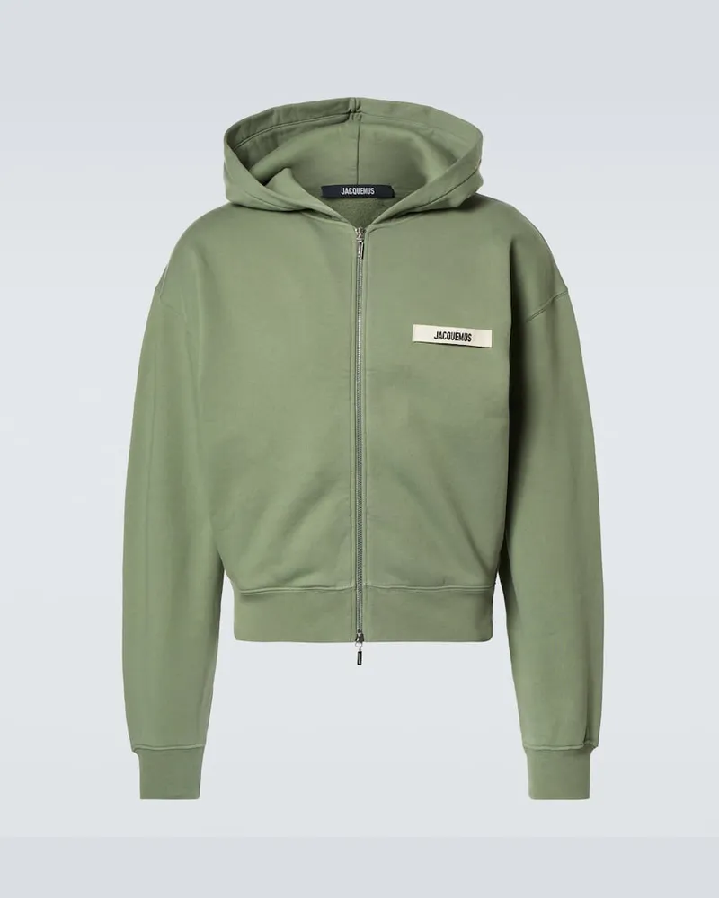 Jacquemus Kapuzenjacke Le Hoodie Gros Grain Zippe aus Baumwolle Gruen