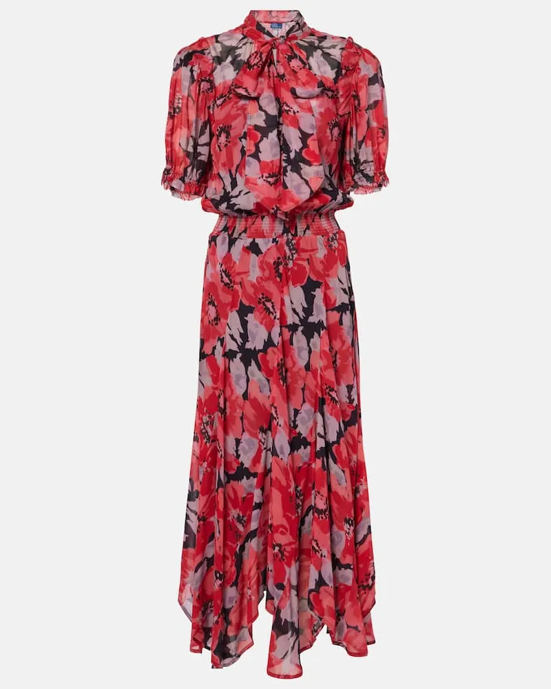Ralph Lauren Bedrucktes Midikleid aus Georgette Rot