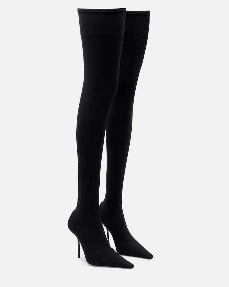 Victoria Beckham Overknee-Stiefel 100 aus Jersey Schwarz