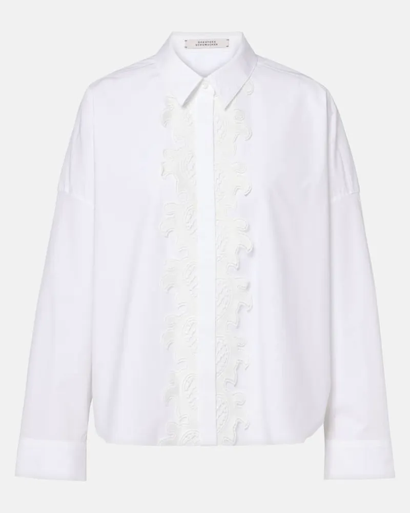 Dorothee Schumacher Bluse aus Popeline mit Spitze Weiß