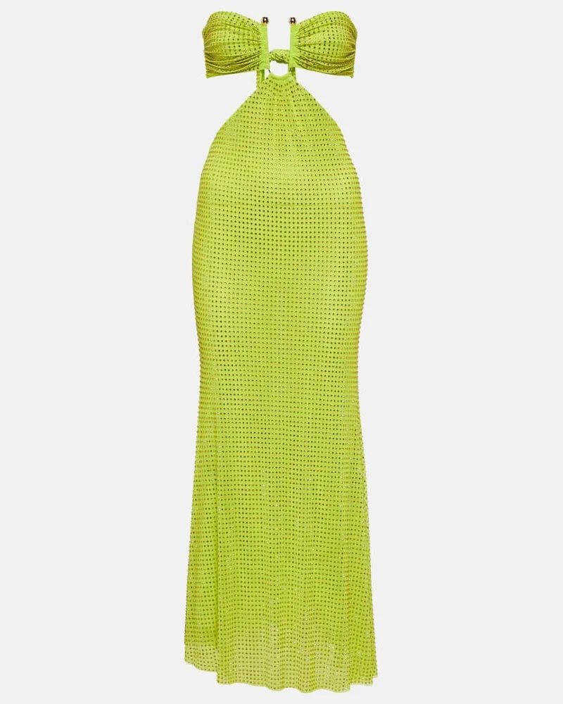 Self-Portrait Verziertes Maxikleid Grün