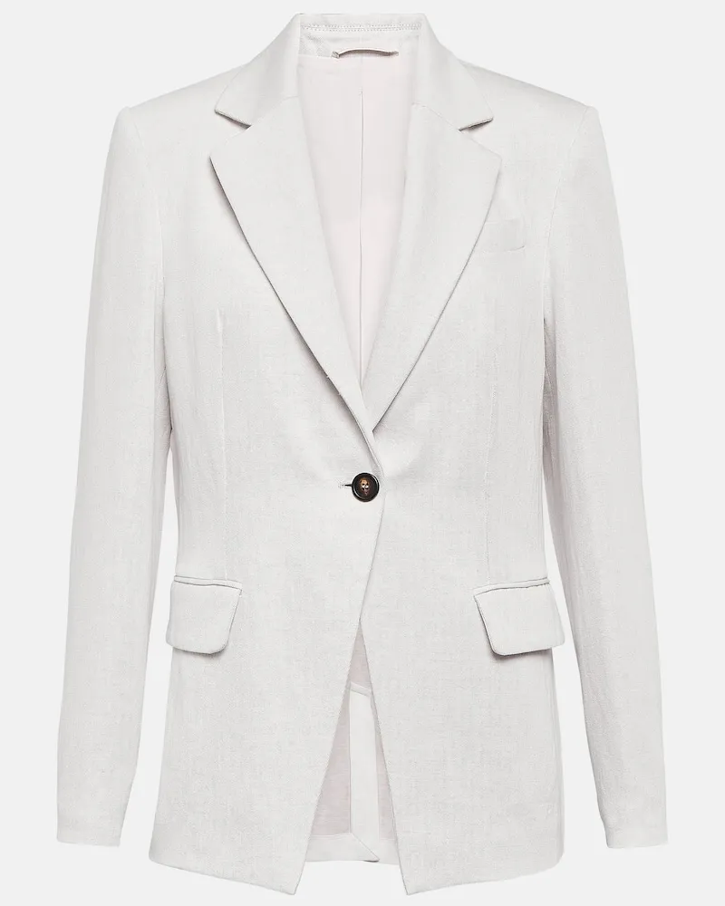 Brunello Cucinelli Blazer aus Baumwolle und Leinen Weiß