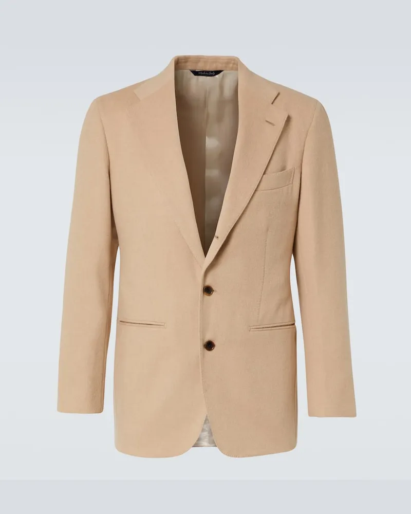SAMAN AMEL Anzugjacke aus Kamelhaar Beige