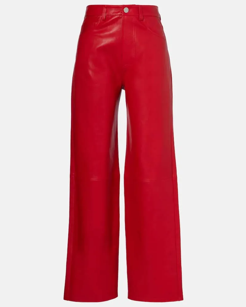 Róhe Róhe Weite High-Rise-Hose aus Leder Rot