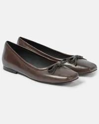 Brunello Cucinelli Verzierte Ballerinas aus Leder Braun