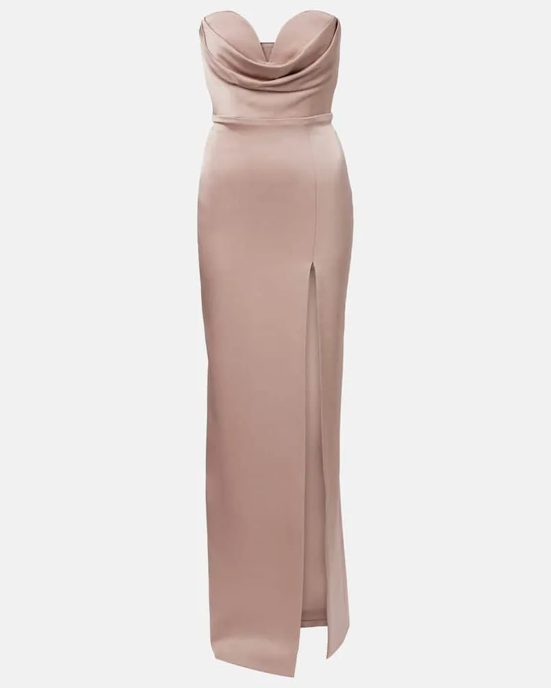 Alex Perry Bustier-Robe aus Satin Beige