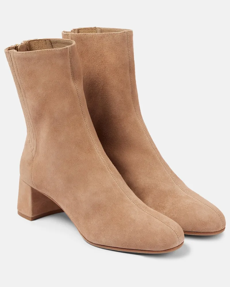 Aquazzura Ankle Boots Saint Honore 50 aus Veloursleder Beige