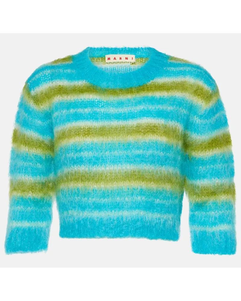 Marni Cropped-Pullover aus einem Mohairgemisch Blau
