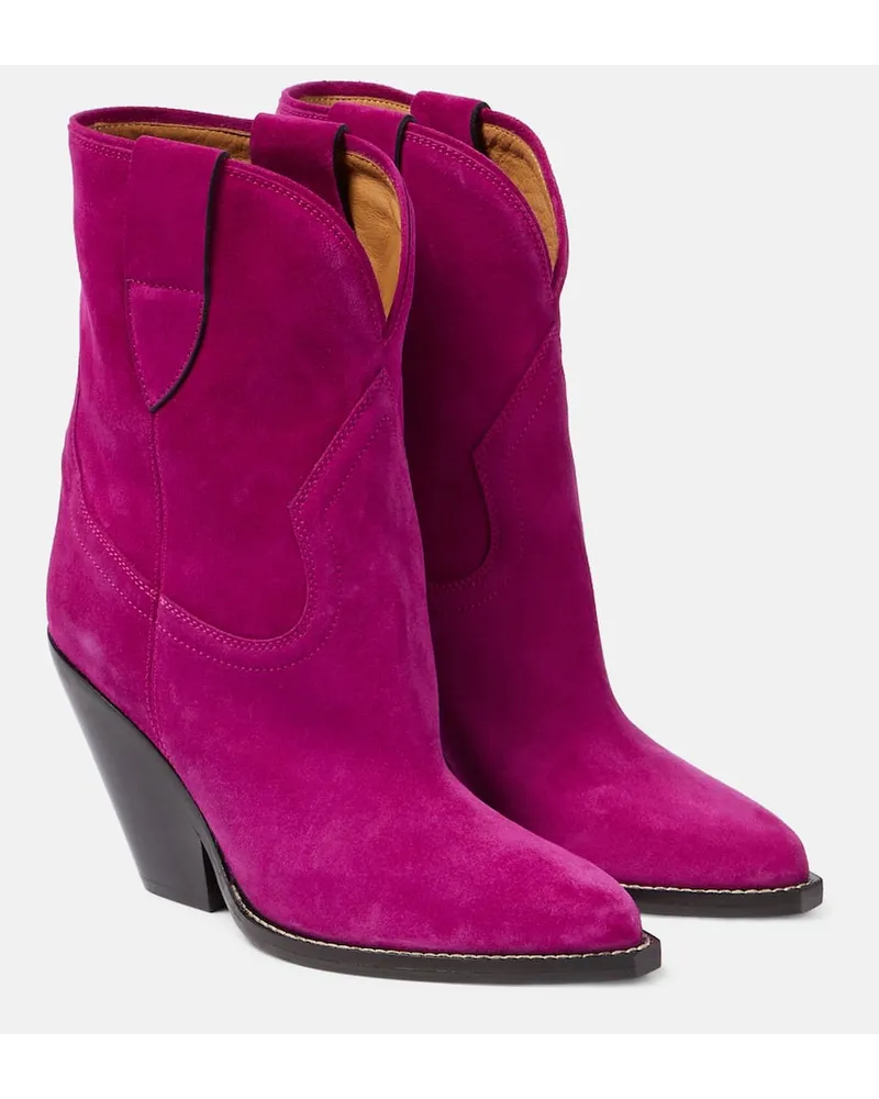 Isabel Marant Westernstiefel Leyane aus Veloursleder Pink