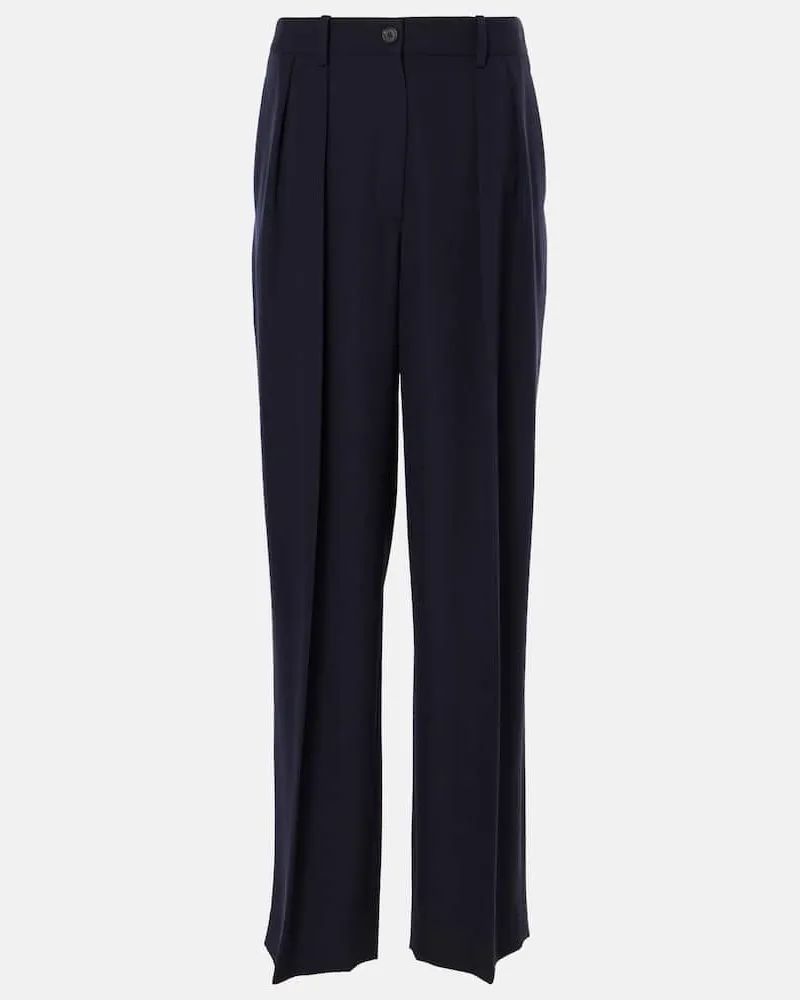 The Row Weite Low-Rise-Hose Igor aus Wolle Blau