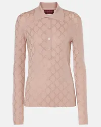 Gucci Polopullover GG Crystal aus Wolle Pink