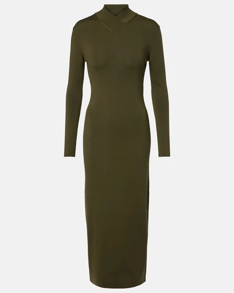 Tom Ford Midikleid aus Wolle Grün