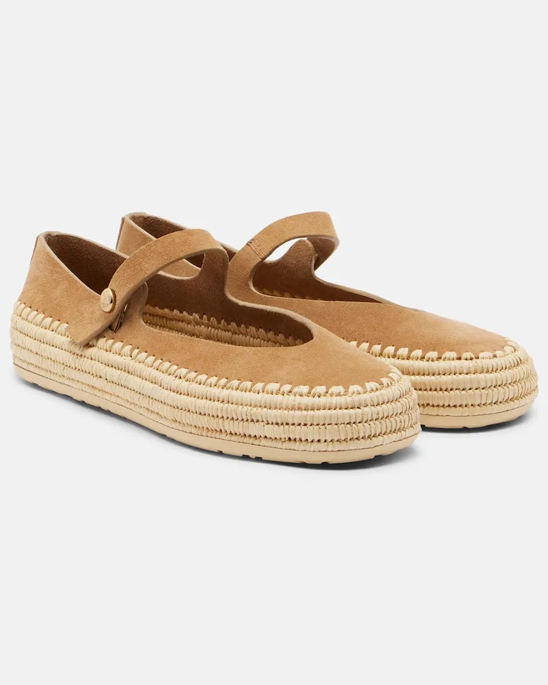 Loewe Paula's Ibiza Espadrilles Rio aus Veloursleder Beige