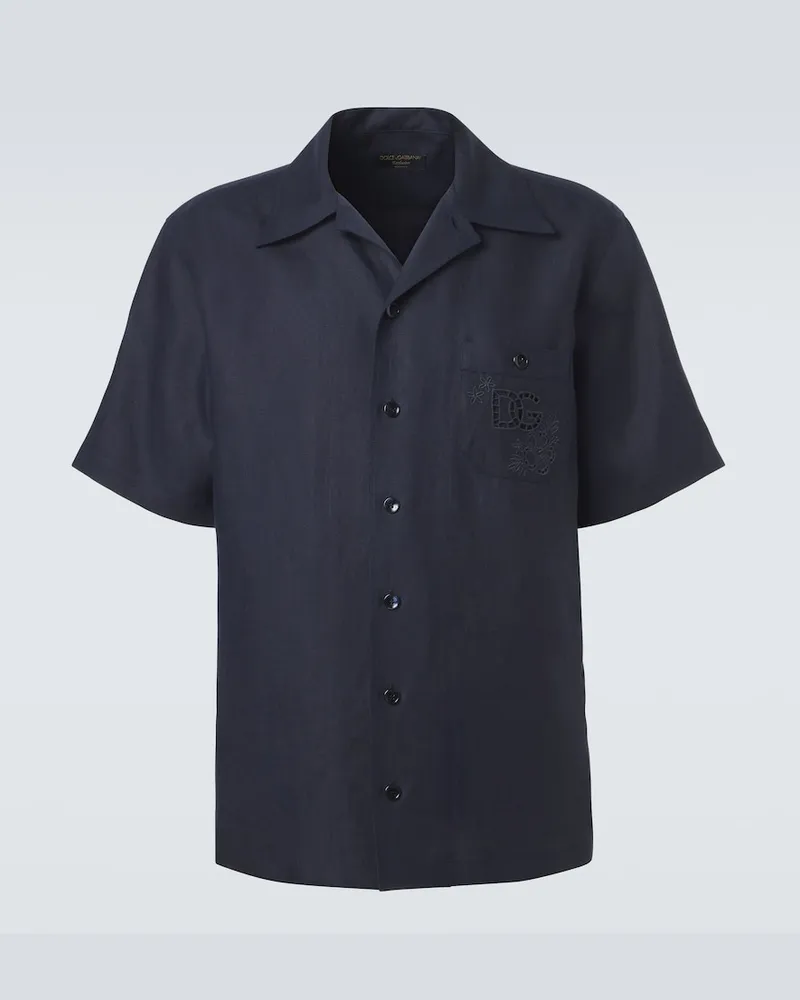 Dolce & Gabbana Hemd aus Leinen Blau