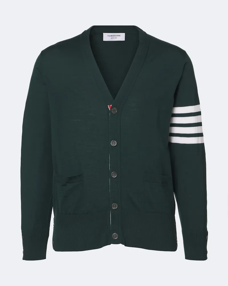 Thom Browne Cardigan 4-Bar aus Schurwolle Grün