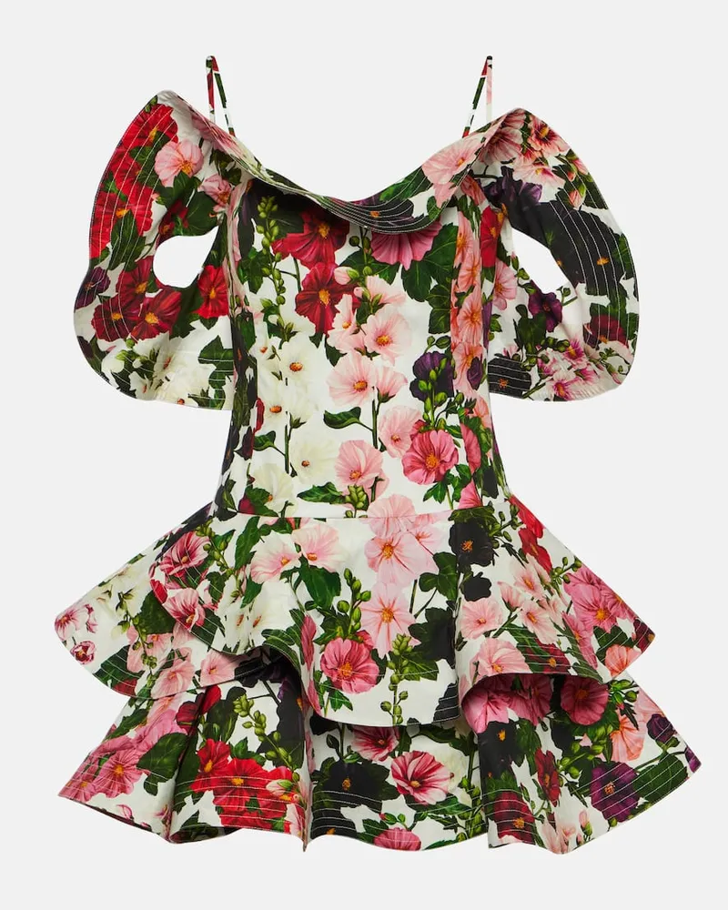 Oscar de la Renta Minikleid aus einem Baumwollgemisch Multicolor