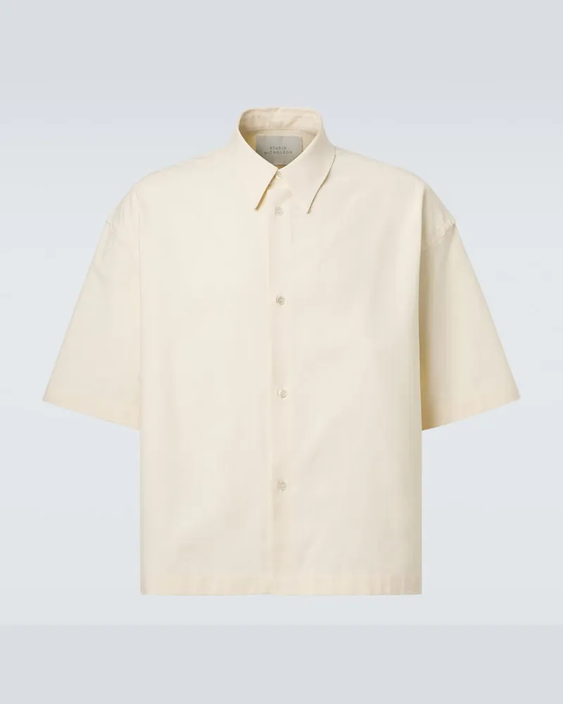 Studio Nicholson Hemd Sanko aus Baumwolle und Leinen Weiß