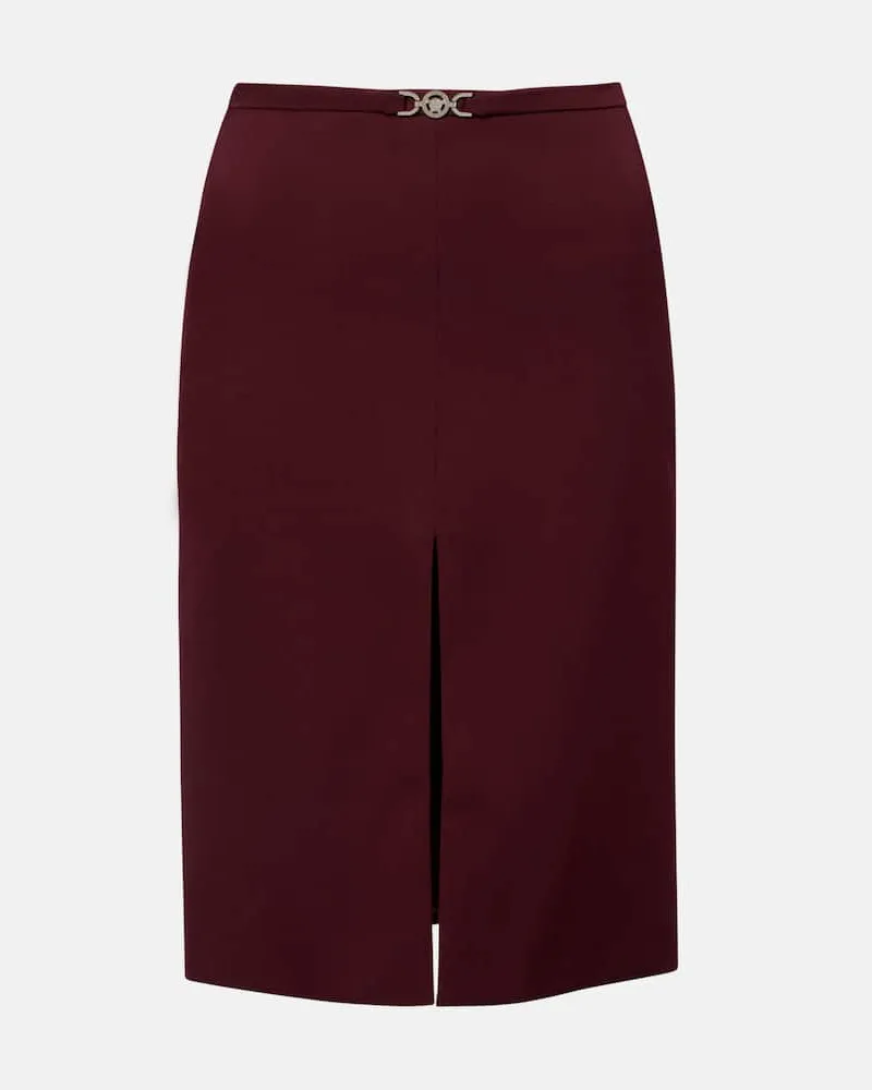 Versace Bleistiftrock Medusa aus Wollgabardine Burgunderrot