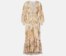 Verziertes Maxikleid aus Seiden-Crêpe