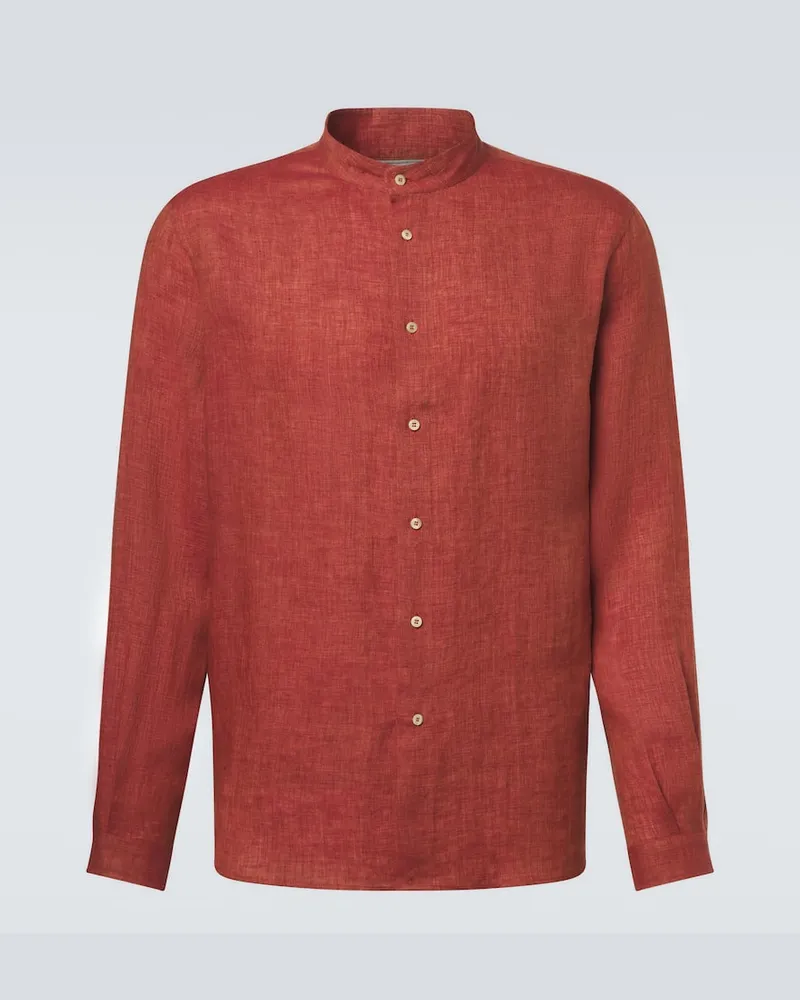Brunello Cucinelli Hemd aus Leinen Rot