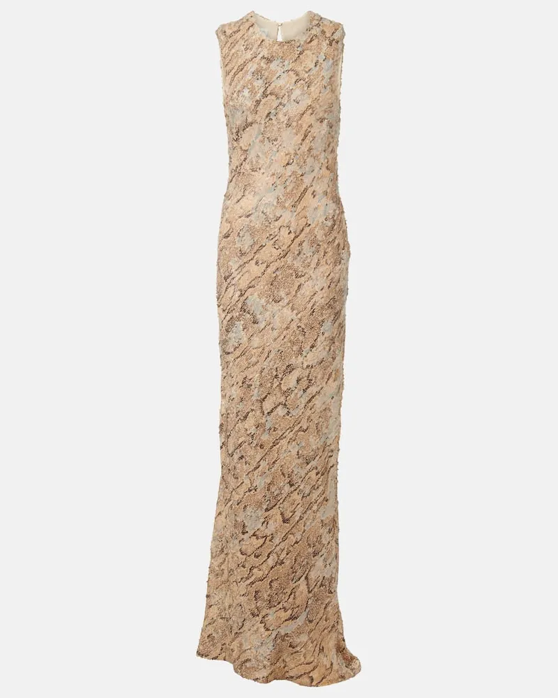 Dries van Noten Robe mit Pailletten Braun