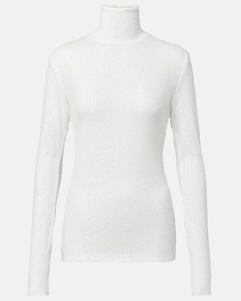 Norma Kamali Rollkragenpullover mit Pailletten Weiß