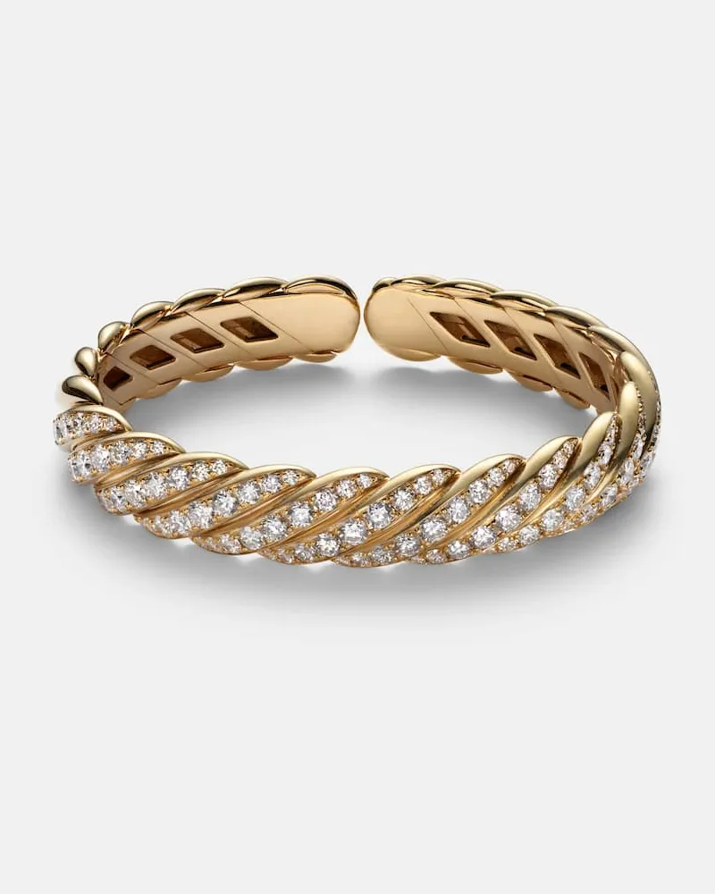 David Yurman Armreif Sculpted Cable Flex® aus 18kt Gelbgold mit Diamanten Gold