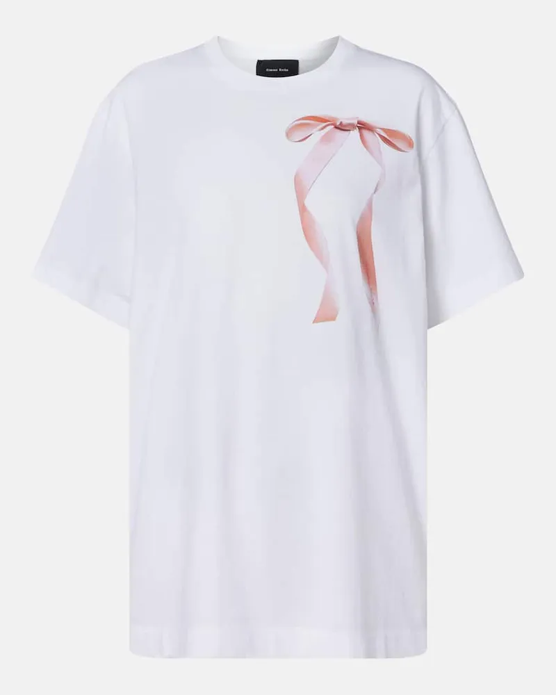 Simone Rocha Bedrucktes T-Shirt aus Baumwoll-Jersey Weiß