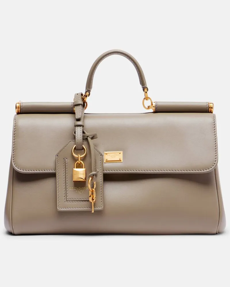 Dolce & Gabbana Tote Bag Sicily Small aus Leder Beige
