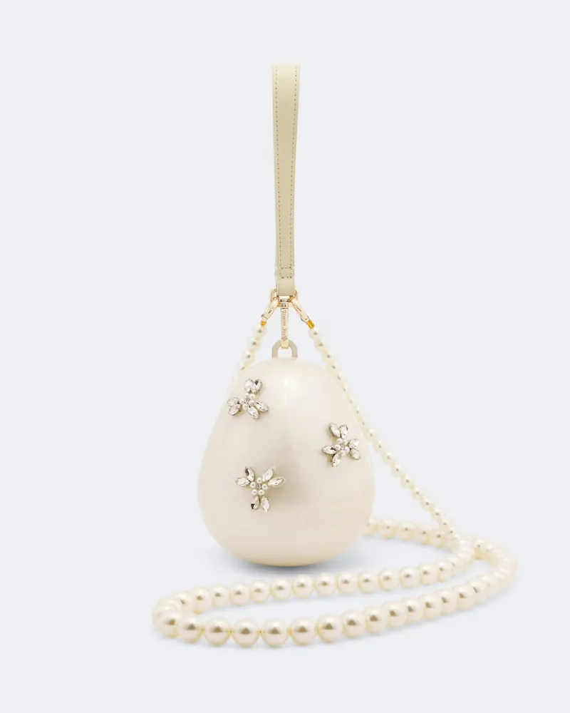 Simone Rocha Clutch Egg mit Kristallen Weiß