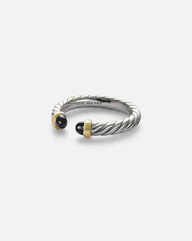 David Yurman Ring Cable Collectibles® Petite Cable aus Sterlingsilber mit 14kt Gelbgold und Onyx Silber
