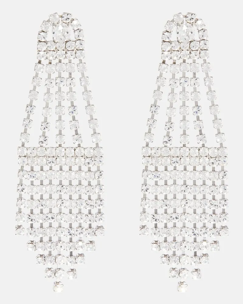 Oscar de la Renta Ohrringe Crystal Fan mit Kristallen Silber