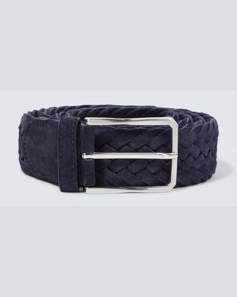 Canali Gürtel aus Veloursleder Blau