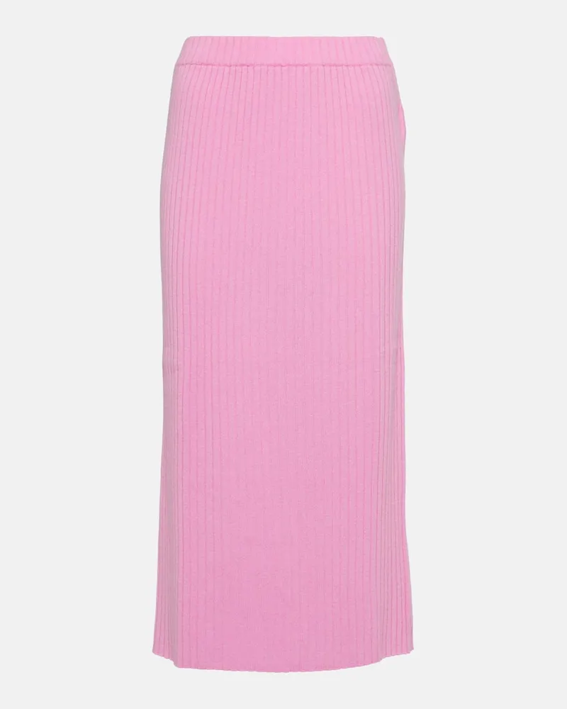 Jardin des Orangers High-Rise-Midirock aus Kaschmir Rosa