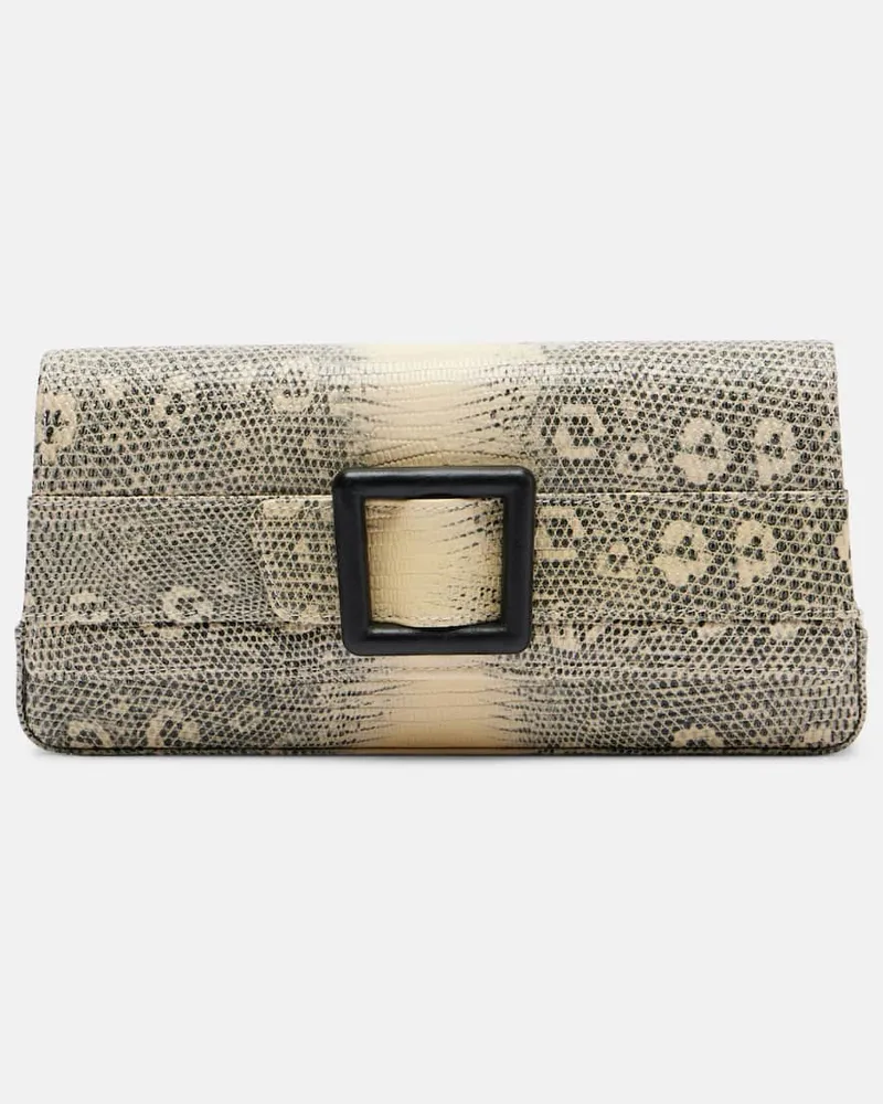 Manolo Blahnik Clutch Maygot aus Leder Schwarz