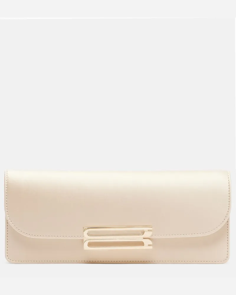 Victoria Beckham Clutch Dorian East-West aus Satin Weiß