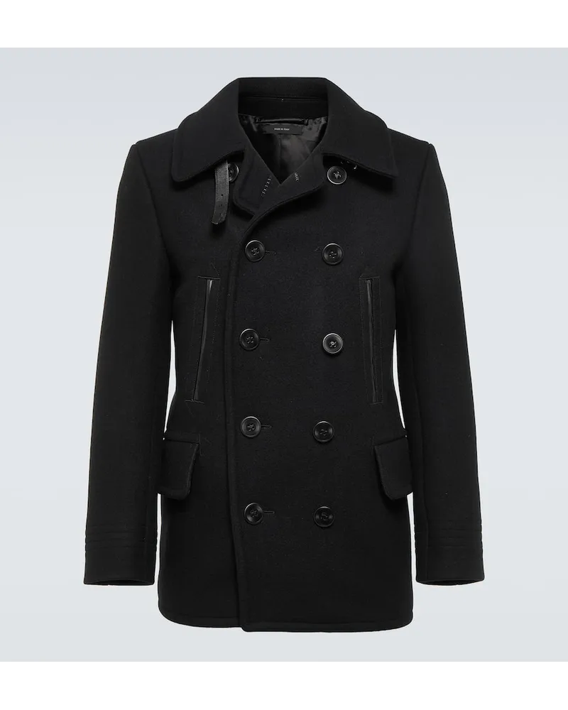 Tom Ford Cabanjacke Melton aus einem Wollgemisch Schwarz