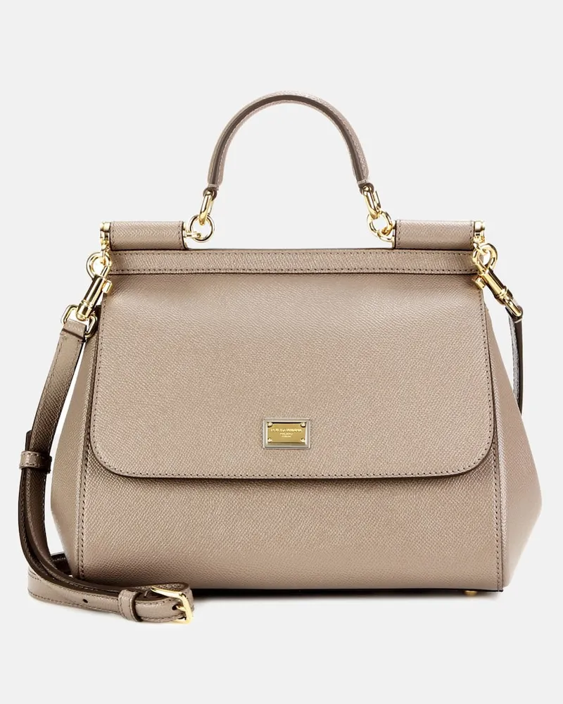 Dolce & Gabbana Tote Sicily Medium aus Leder Grau