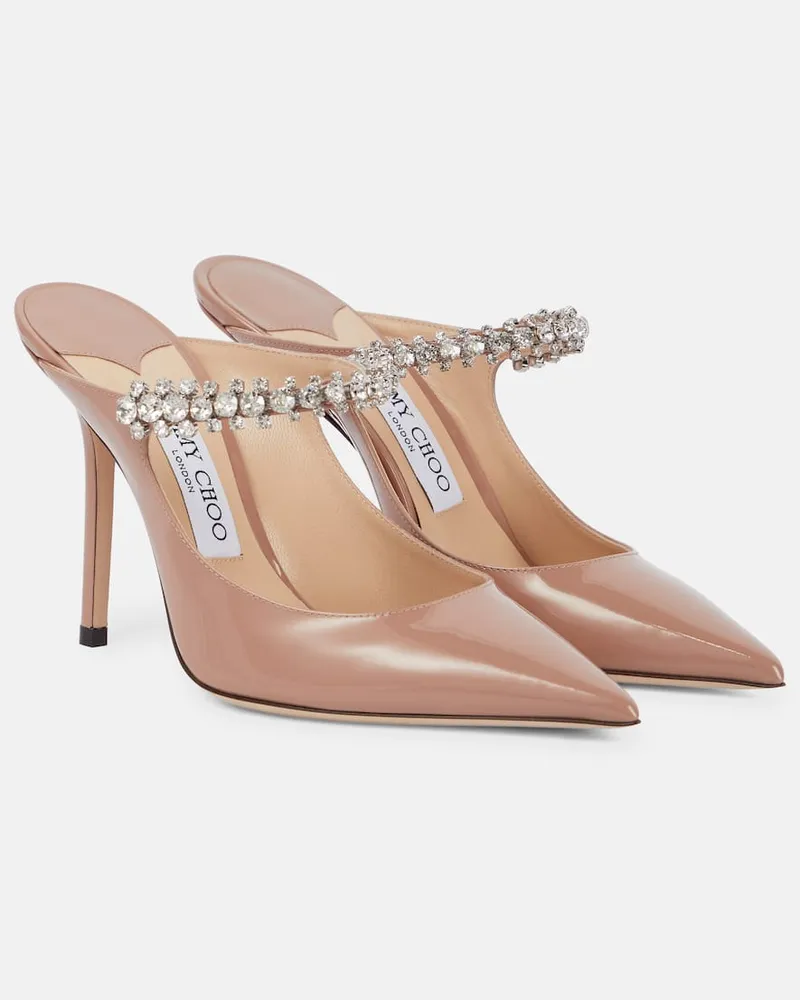 Jimmy Choo Verzierte Mules Bing 100 aus Lackleder Rosa