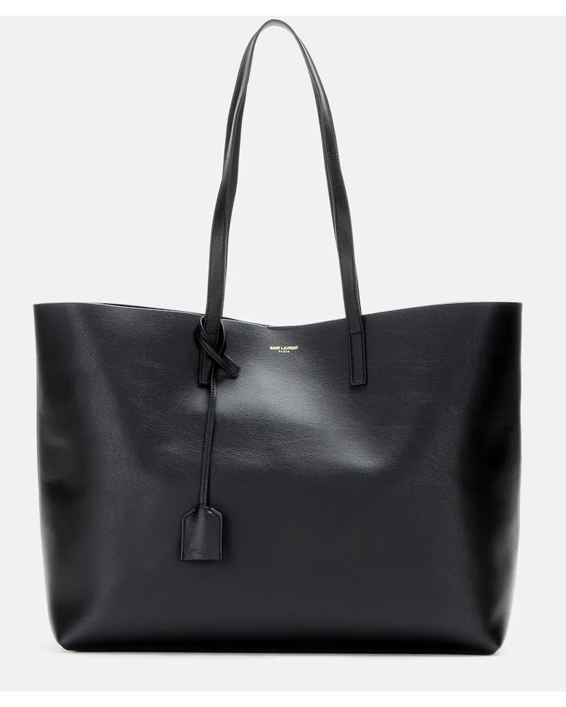 Saint Laurent Shopper E/W aus Leder Schwarz