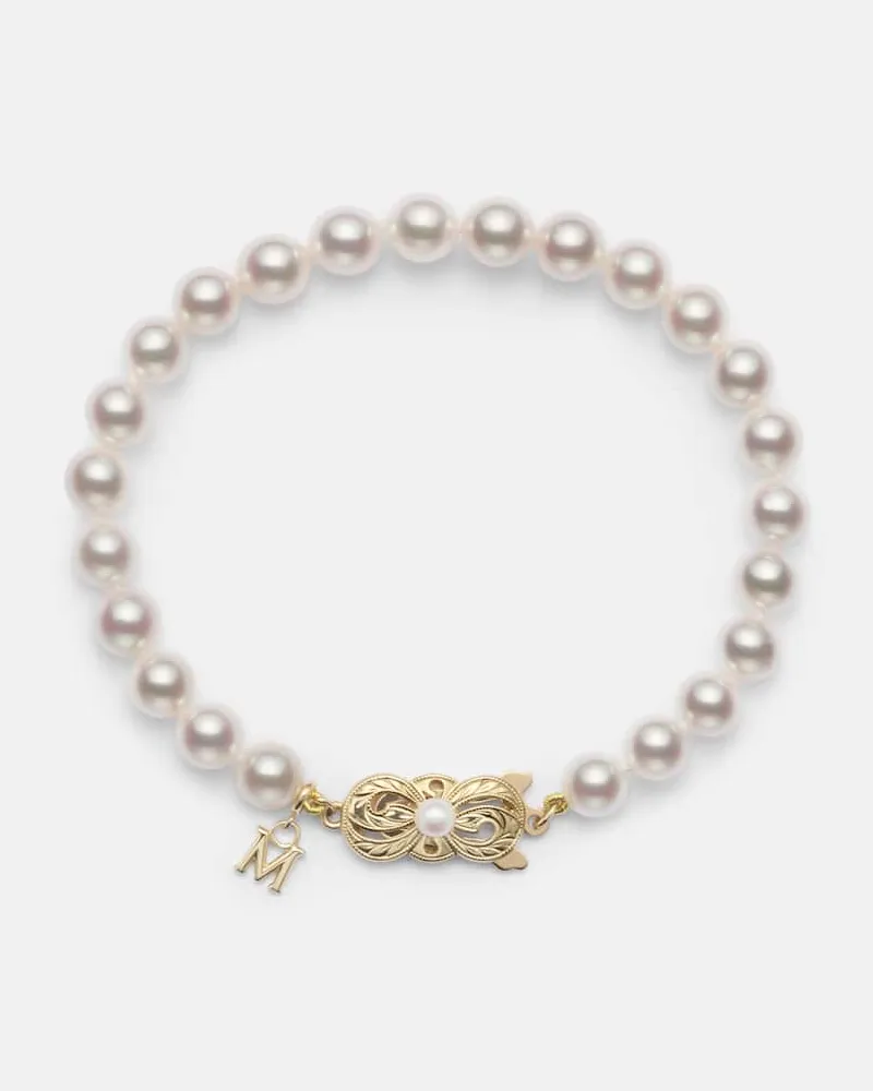 Mikimoto Armband Akoya aus Perlen mit 18kt Gelbgold Gold