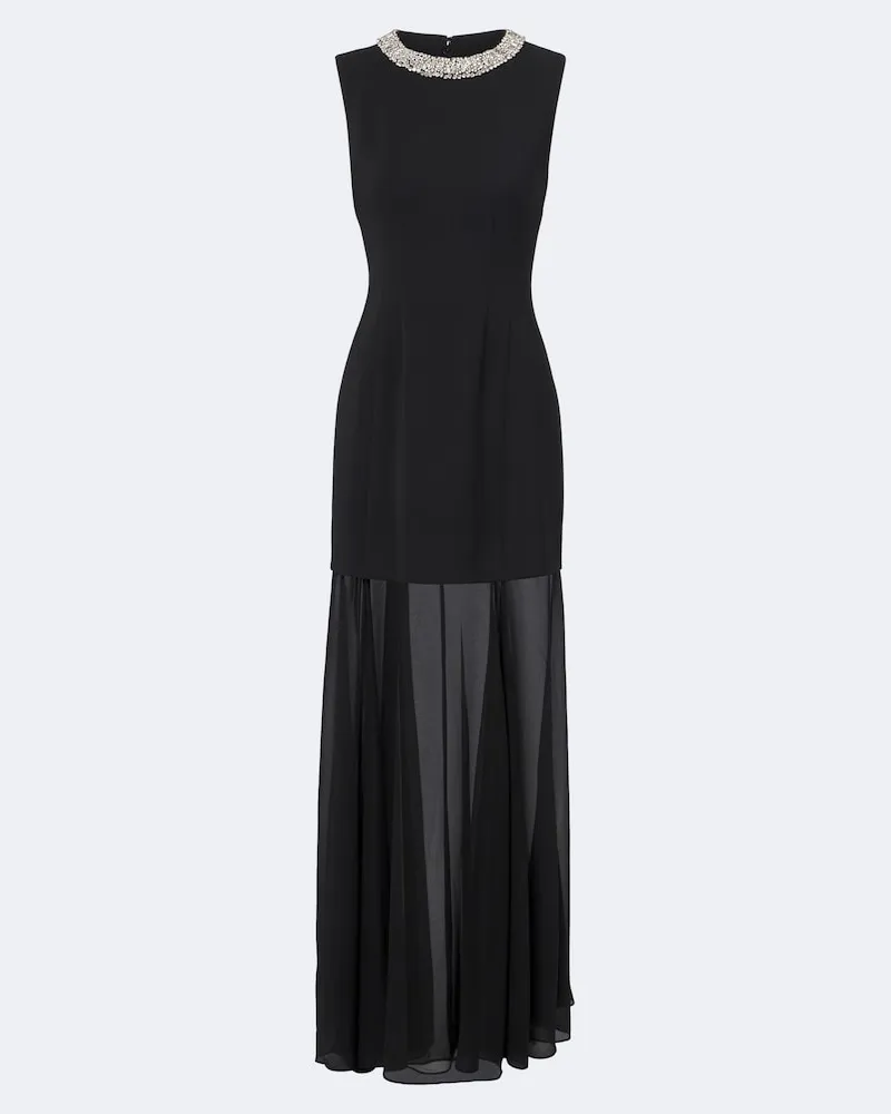 Veronica Beard Verziertes Maxikleid Luminara aus Chiffon Schwarz