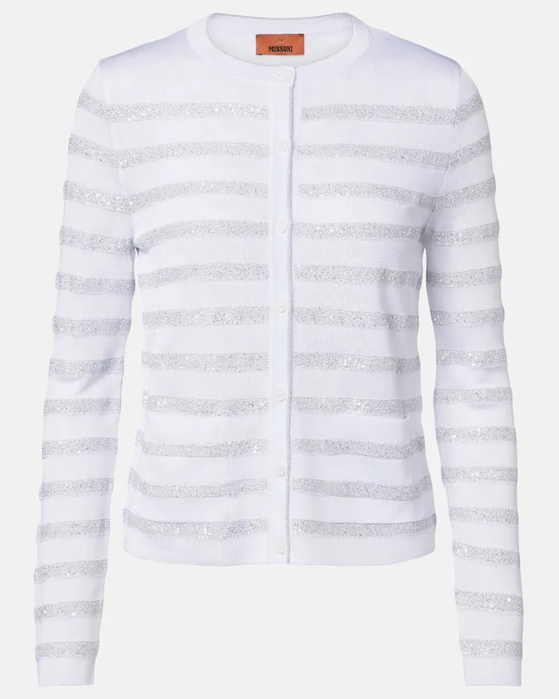 Missoni Cardigan aus Strick mit Pailletten Weiß